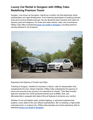 Luxury Car Rental in Gurgaon