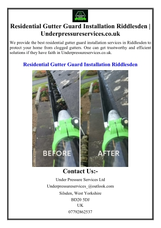 Residential Gutter Guard Installation Riddlesden | Underpressureservices.co.uk
