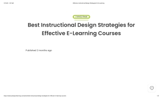 Effective Instructional Design Strategies for E-Learning