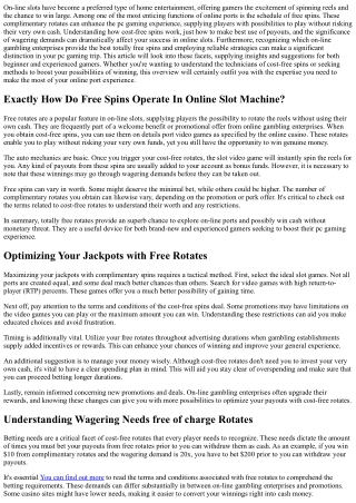 Free Spins  Ports -  Opening the  Tips to Winning  Massive