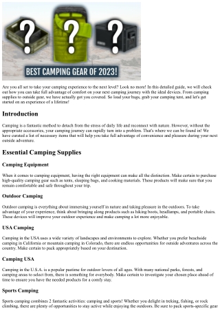 Make the most of Convenience on Your Next Camping Trip with the Right Add-on