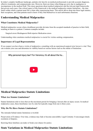 Medical Malpractice Statute Limitations and Their Exceptions
