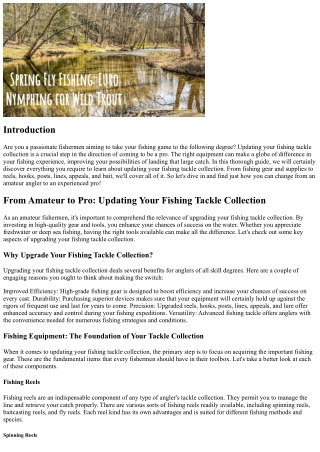 From Amateur to Pro: Updating Your Fishing Tackle Collection