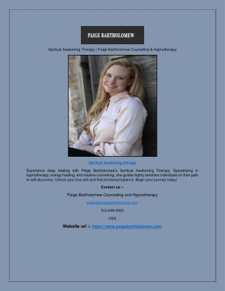 Spiritual Awakening Therapy | Paige Bartholomew Counseling & Hypnotherapy