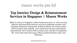 Top Interior Design & Reinstatement Services in Singapore | Mason Works