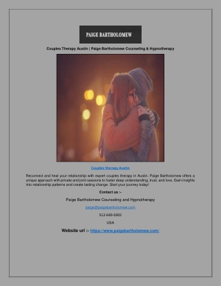 Couples Therapy Austin | Paige Bartholomew Counseling & Hypnotherapy