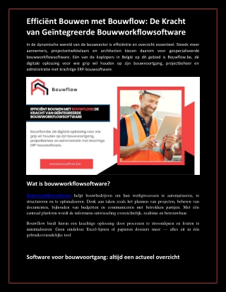 Efficiënt Bouwen met Bouwflow