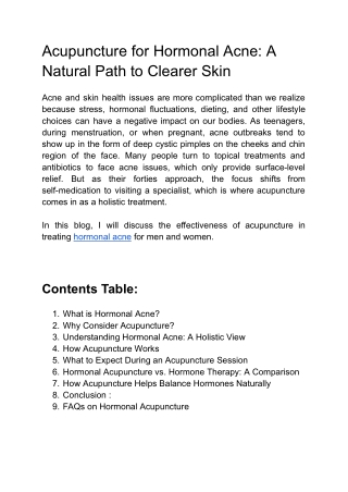 Acupuncutre for hormonal acne- blog