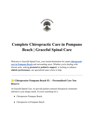 Complete Chiropractic Care in Pompano Beach | Graceful Spinal Care