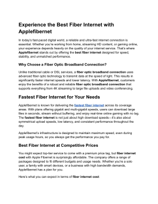 Experience the Best Fiber Internet with Applefibernet.docx