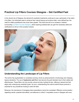 Practical Lip Fillers Courses Glasgow Get Certified Fast