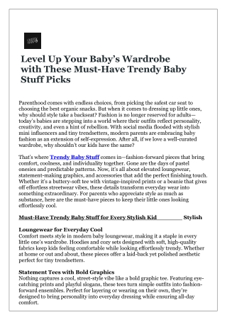 Level Up Your Baby’s Wardrobe with These Must-Have Trendy Baby Stuff Picks
