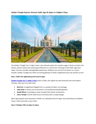 Golden Triangle Express: Discover Delhi, Agra & Jaipur in 2 Nights 3 Days