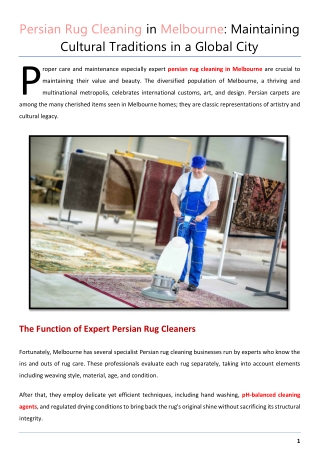 Persian Rug Cleaning in Melbourne - Maintaining Cultural Traditions in a Global City