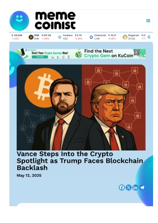Vance Steps Into the Crypto Spotlight as Trump Faces Blockchain Backlash