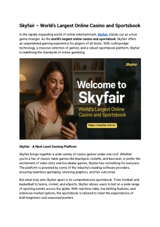 Skyfair – World’s Largest Online Casino and Sportsbook