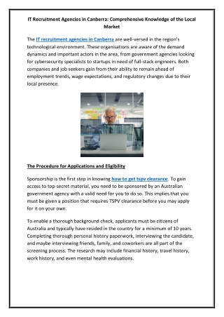 IT Recruitment Agencies in Canberra Comprehensive Knowledge of the Local Market