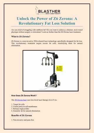 Unlock the Power of Z6 Zerona A Revolutionary Fat Loss Solution