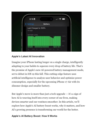 How Apple’s AI Battery Boost Signals AI’s Bright Future in Our Lives