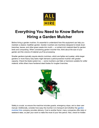 Everything You Need to Know Before Hiring a Garden Mulcher