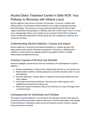Top Alcohol Detox Treatment Center in Delhi NCR | Safe Recovery