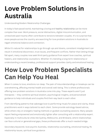 Love Problem Solutions in Australia