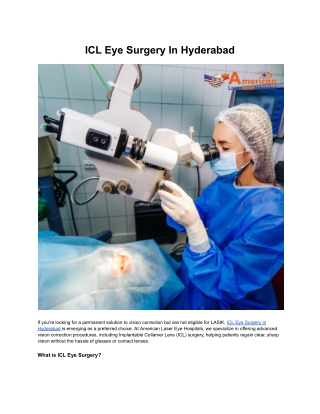 ICL Eye Surgery In Hyderabad |  American Laser Eye Hospitals