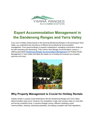 Top Short Term Rental Management in Yarra Valley