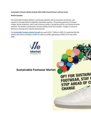 Sustainable Footwear Market Outlook 2022–2030