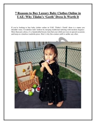 7 Reasons to Buy Luxury Baby Clothes Online in UAE: Why Tilahn’s ‘Geeth’ Dress