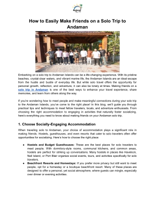 Easily Make Friends on a Solo Trip to Andaman