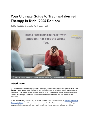 Reclaiming Mental Wellness: A 2025 Guide to Trauma Therapy in Utah