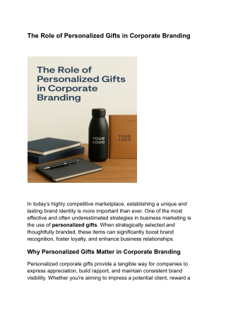 The Role of Personalized Gifts in Corporate Branding