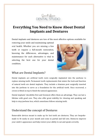 Everything You Need to Know About Dental Implants and Dentures