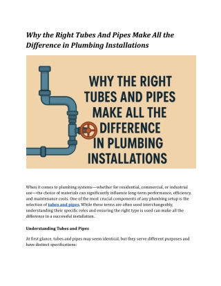 Why the Right Pipes Make All the Difference in Plumbing Installations