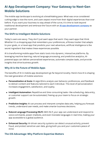 AI App Development Company Your Gateway to Next-Gen Mobile Solutions