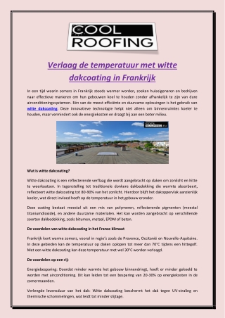 Verlaag de Temperatuur met witte dakcoating in Frankrijk