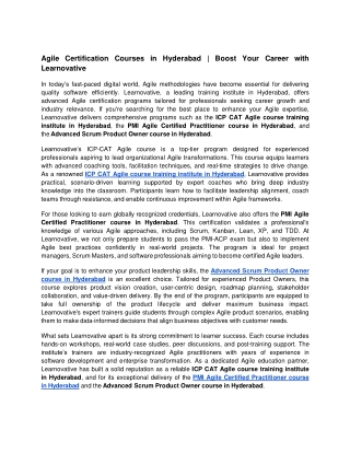 Agile Certification Courses in Hyderabad_ Boost Your Career with Learnovative