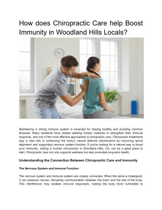 How does Chiropractic Care help Boost Immunity in Woodland Hills Locals?