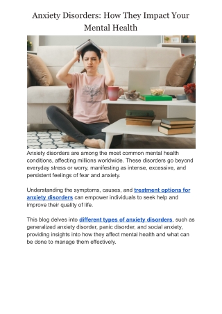 Anxiety Disorders: How They Impact Your Mental Health