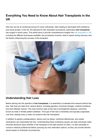 Everything You Need to Know About Hair Transplants in the UK