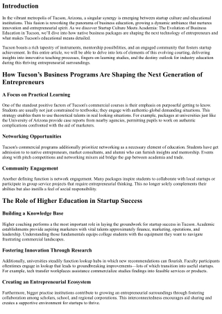 Startup Culture Meets Academia: The Evolution of Business Education in Tucson