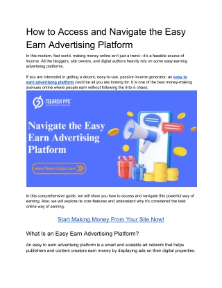 How to Access and Navigate the Easy Earn Advertising Platform