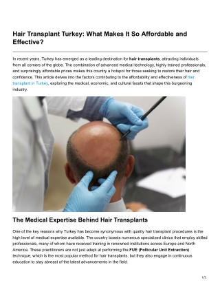 Hair Transplant Turkey What Makes It So Affordable and Effective