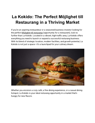 La Kokido_ The Perfect Möjlighet till Restaurang in a Thriving Market
