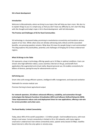 5G in Rural development