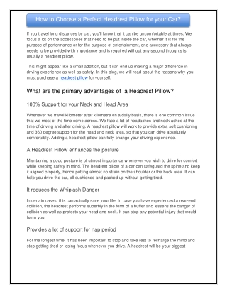 How to Choose a Perfect Headrest Pillow for your Car