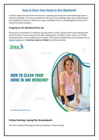 How to Clean Your Home in One Weekend?