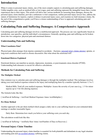 Calculating Pain and Suffering Damages: A Comprehensive Approach