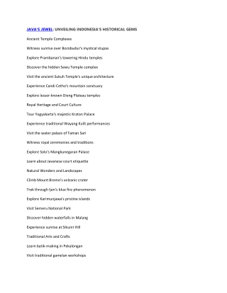 JAVA'S JEWEL: UNVEILING INDONESIA'S HISTORICAL GEMS